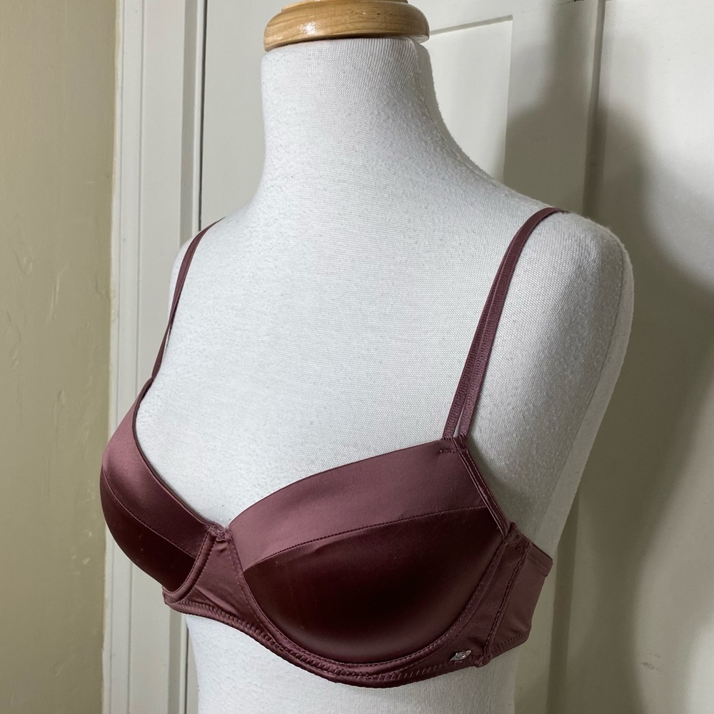 Nicole Miller New York Pink Rose Satin Padded Wired Pushup Bra 34C
